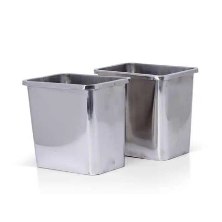 Paire de bacs à écorces inox pour presse-agrumes automatique de type Squeezor Comptoir ou modèle similaire